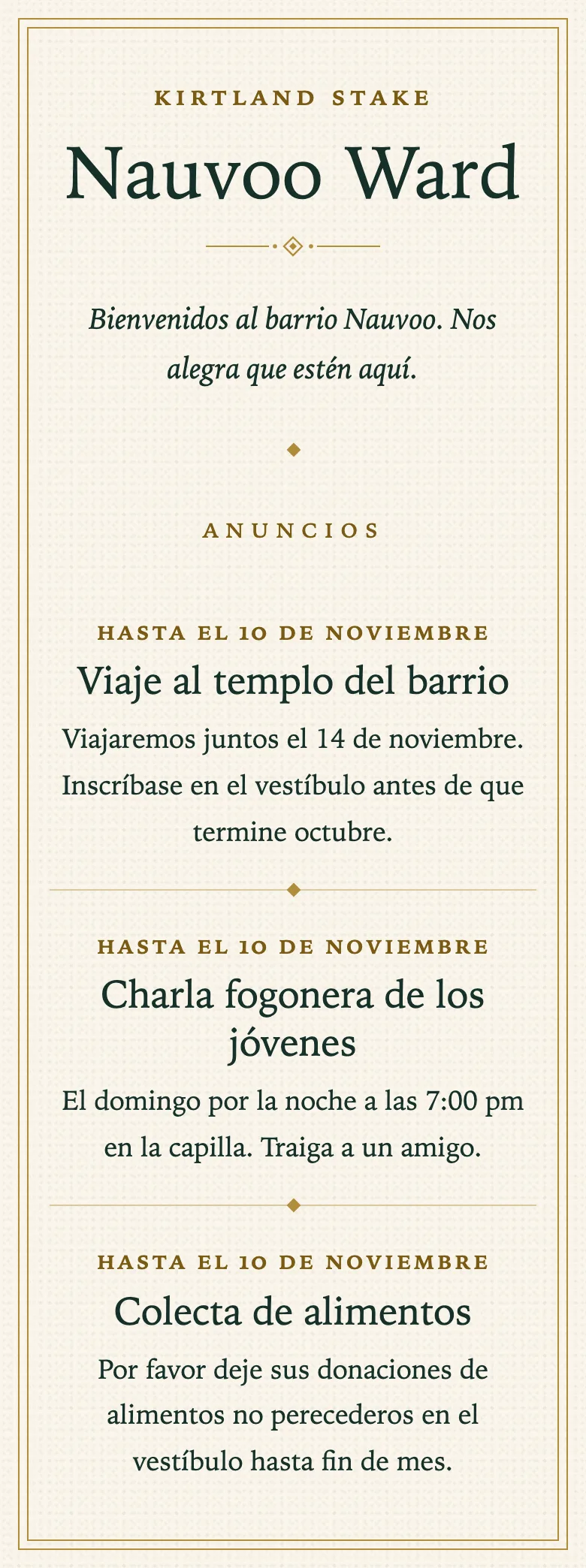 El tablón del barrio Nauvoo en el estilo Elegante, en un teléfono
