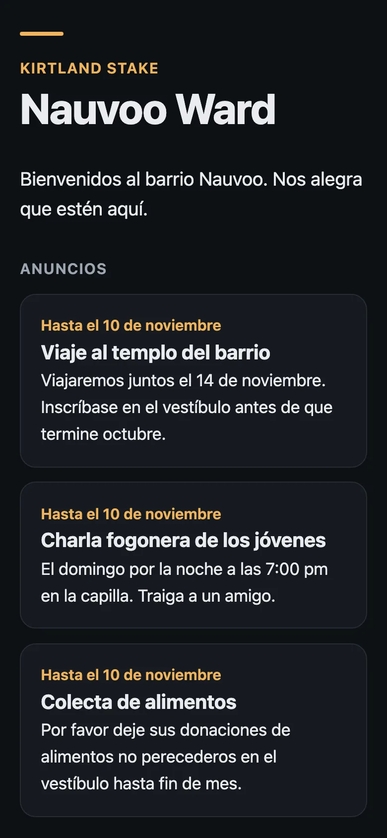 El tablón del barrio Nauvoo en el estilo Sencillo oscuro, en un teléfono