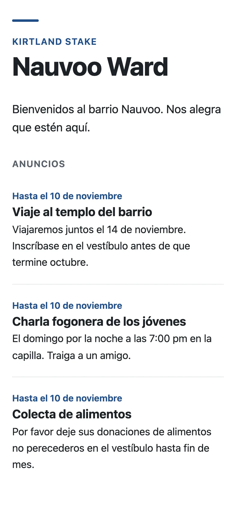 El tablón del barrio Nauvoo en el estilo Sencillo claro, en un teléfono